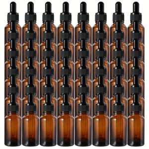 TEMU 50개 앰버 유리 스포이드 병 세트. 1Oz 및 2Oz 사이즈로 제공되며, 에센셜 오일 및 기타 액체에 적합합니다. 30ml 및 50ml 티누처 병 포함. 여행용 누출 방지 디자인.