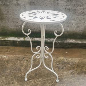 TEMU 프렌치 스타일 러스틱 메탈 야외 정원 화분 - 내구성 강한 원형 화이트 & 그린 식물 선반, 파티오, 발코니용 - 프렌치 컨트리 스타일 메탈 플라워 팟|화분받침대