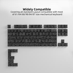 TEMU 블랙 앤 화이트 크랙글로우 듀얼 컬러 주입 몰드 PBT 키캡, 승화식 측면 각인 문자 특징, RGB 조명 효과와 호환되는 반투명 크랙글로우 디자인, 97키 TKL 키보드에 적합|키캡|키캡