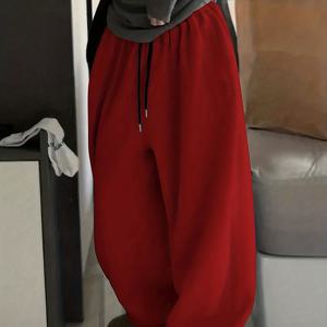 TEMU 여성용 울트라 컴포트 드로스트링 조거 팬츠 - 캐주얼, 루즈핏, 연회색 스웨트팬츠, 신축성 있는 허리밴드, 세탁기 사용 가능, 사계절용, 올시즌 스웨트팬츠|캐주얼 스타일 팬츠|신축성 있는 허리밴드 팬츠