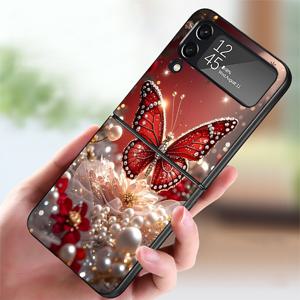 TEMU 럭셔리 나비 진주 패턴 휴대폰 케이스 - 삼성 갤럭시 Z 플립7 FE / Z 플립6 / Z 플립4 / Z 플립5 / Z 플립3 / 6 / 5 / 4 / 3 호환, 하드 백 커버, 스타일리쉬 디자인, 고급 소재, 보호 쉘, 폴더블 폰 프로텍터, 스마트폰 보호, 테크 애호가용