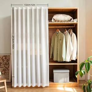 TEMU 1개 스타일 무드릴 접착식 커튼 - 시스루 매직 테이프 화이트 창문 장식, 100% 폴리에스터, 침실/거실/주방/옷장용, 모던 홈 데코, 임대 친화적