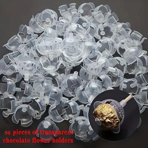 TEMU 50개 투명 초콜릿 플라워 트레이 - 발렌타인데이와 생일을 위한 맛있는 초콜릿 만들기 - 꽃집 용품 및 포장 솔루션 (식품 직접 접촉 불가)
