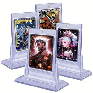 TEMU 트레이딩 카드용 자석 카드 홀더 4개, 아크릴 베이스 스탠드 포함, MTG, 게임 카드, 스포츠 카드, 축구 카드 및 야구 카드에 적합