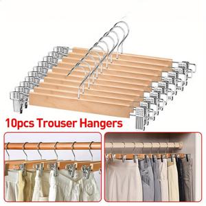 TEMU 10개입 헤비듀티 옷걸이 행거 - 조절 가능한 클립 팬츠 & 스커트 행거, 공간절약형 의류 행거, 세탁실, 기숙사용 - 멀티퍼포즈 행거 (나사 없음/설치 필요 없음)|빨래건조대|바지걸이