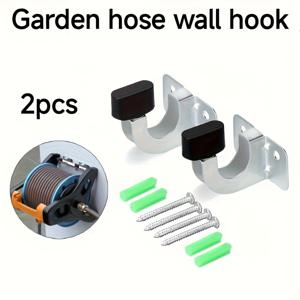 TEMU 2개 메탈 정원 호스 벽걸이 세트, 안전 미끄럼 방지 노브가 있는 튼튼하고 내구성이 뛰어난 호스 후크, 안전 잠금 클립이 특징입니다. 릴 카트와 호환되며 이 야외 보관 솔루션은 정원, 잔디밭을 위한 안전성과 안정성을 보장합니다.