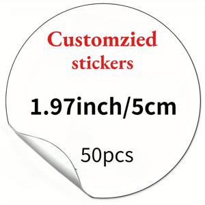 TEMU 맞춤형 방수 및 자외선 차단 이미지 스티커 (3/4/5/6/7cm 사이즈), 50/100개입으로 구매 가능 - , 결혼식, 선물 및 마케팅에 적합 - 노트북, 물병 등에 완벽