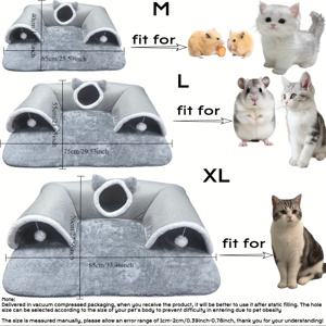 TEMU 3-in-1 고양이 터널, 소형~중형 고양이 놀이터, 고양이 수면 매트, 미끄럼 방지 바닥의 포근하고 따뜻한 애완 동물 침대, 설치가 용이한 애완 동물 수면 패드, 애완 동물을 위한 포근한 은신처, 소형~중형 고양이에게 적합, 토끼 둥지, 햄스터 둥지|이불