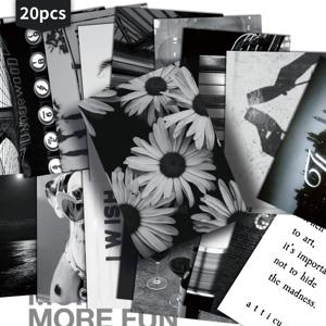 TEMU 20팩 ASSTSS 빈티지 흑백 엽서 북렛 - 4x6인치 레트로 콜라주 잡지 페이지 (핀업, 빈티지 달마시안 도트, 폴카 도트, & 플로럴 패턴) - DIY 크래프팅, 아트용 수집 가능한 스크랩북 카드