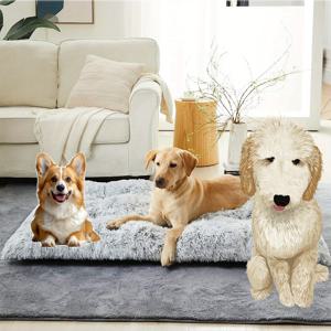 TEMU 대형 강아지 침대, 플러시 강아지 크레이트 매트, 부드럽고 편안한 강아지 패드, 수면 및 휴식을 위한 적합, 미끄럼 방지 바닥이 있는 세탁 가능한 강아지 매트