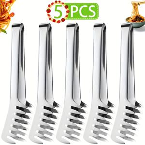 TEMU 5개 스테인리스 스틸 스파게티 집게 - 미끄럼 방지 그립이 있는 튼튼한 음식 서빙 도구, 파스타, 스테이크, 바베큐, 뷔페, 추수감사절, 크리스마스, 할로윈용