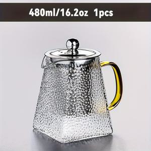 TEMU 정사각형 해머형 고탄소실리케이트 내열 유리 찻잔 1개, 스테인리스 스틸 티 필터 장착, 꽃차 및 잎차 제조에 적합, 가정, 사무실 및 레스토랑 사용에 완벽