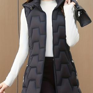 TEMU 여름을 위한 여성용 겨울 조끼입니다. 따뜻하고 중간 길이의 디자인으로 심플하고 스타일리시합니다. 튼튼하고 세탁기 사용 가능한 원단으로 제작되었으며, 탈착식 후드가 있는 검은색 조끼이며, 약간의 여유감을 제공하여 야외 활동 및 캠핑에 적합합니다.|민소매