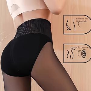 TEMU 여성용 엘레강스 하이웨이스트 심리스 스트레치 타이츠 - 복부 보정 & 힙업, 보온성 좋은 인비저블 타이츠 1개, 봄 가을 겨울용, 심리스 보정핏 색상타이츠