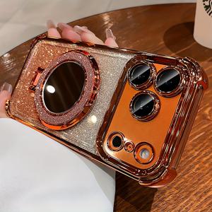 TEMU 폰 케이스: 럭셔리 도금 네 모서리 충격 방지 자석 무선 충전 아이폰 17 프로 맥스 17 프로 17, 16 프로 맥스 16 프로 16, 15 프로 맥스 15 프로 15, 14 프로 맥스 13, 12 프로 맥스 11 글리터 홀더 스탠드 무선 충전 충격 방지 백커버