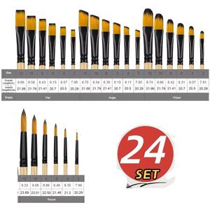 TEMU 24피스 프로페셔널 브러쉬 세트 - 멀티컬러 나일론 브리스틀 & 핀/네일 건넬 핸들 - 오일, 아크릴, 수채화 그림용 헤비듀티 브러쉬 키트 - 취미 , 캘리그라피 및 캘리그래퍼 호환 - 올인원|캘리그라피