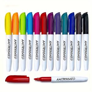 TEMU 6색 또는 12색 지우개 가능한 화이트보드 마커 - 무독성 수성 드라이이레이스 펜, 지우개 호환 잉크, 12가지 색상 옵션, 사무실용, 화이트보드 및 드라이이레이스 보드 호환