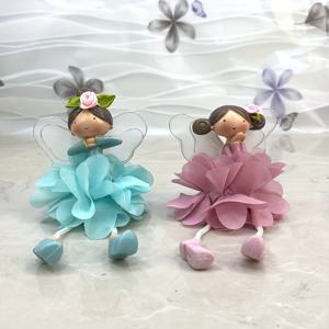 TEMU 상큼한 핑크와 블루 색상의 날개 달린 요정 다리걸이 장식품 2개 세트, 탁상용 수지 피규린, 여아용 집들이, 침실, 서재, 사무실 책상용