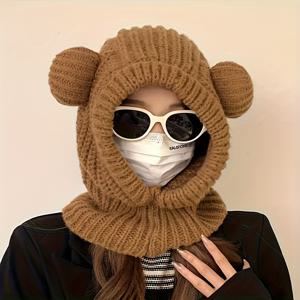 TEMU 귀여운 털모자, 3가지 색상으로 제공됩니다. 이 사랑스러운 모자는 목 디자인을 특징으로 하며, 스타일리시한 발라클라바 스타일 후드 스카프에서 편안함과 따뜻함을 결합합니다. 이 제품은 탄성, 접기 기능, 손세탁이 가능합니다.