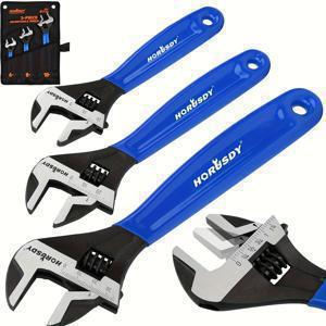 TEMU HORUSDY 입구가 넓은 사이즈 조절식 렌치 3종 세트, 다기능 스패너렌치, 보관 가방 포함 자동차 및 가정용 수리 공구 키트