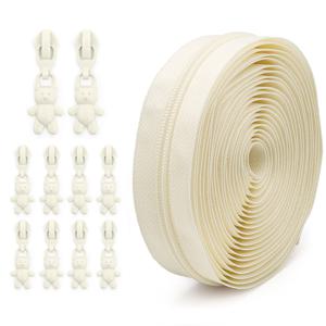 TEMU 1 세트 = 지퍼 4.5미터 + 곰돌이 지퍼 풀 10개, 5# 컬러 지퍼, 귀여운 곰돌이 지퍼 풀 포함, 가방, 재봉 교체, 수제 지갑 등에 적합|지갑