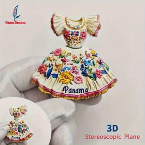 TEMU 파나마 꽃 스커트 냉장고 자석 1개, 여행 기념품 수집품. 여행 기념품 냉장고 자석 스티커 또는 공예 선물용품으로 주방, 방, 사무실, 캐비닛을 꾸미는 가정 및 사무실 장식용으로 적합; 정교한 작은 선물이 포함된 이상적인 휴일 기념품