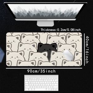 TEMU 1개 귀여운 고양이 얼굴 마우스 패드 | 흑백 장난기 넘치는 디자인, 미끄럼 방지 대형 고무 받침대, 게임 및 사무실 장식을 위한 부드러운 표면, 친구, 집 또는 책상 세팅을 위한 완벽한 선물 | 재미있는 책상 액세서리 | 안정적인 책상 매트, 고양이 테마 사무실 책상 액세서리