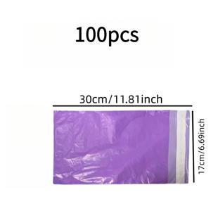 TEMU 100개 보라색 17x30cm 매트 자동밀봉 택배봉투 - 내구성 폴리에틸렌 우편봉투, 우편, 보관 및 운송용, 투명 디자인, 문서 및 소품 안전 밀봉, 운송용 봉투
