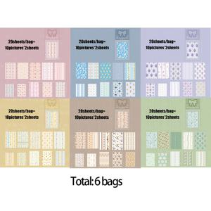 TEMU 스티커 6팩, 플로럴 테마 베이스 스티커 팩 - 드리미 플라워 시리즈, 풍부한 패턴, 선물 포장 라벨, 저널 베이스 콜라지 페이퍼, 스크랩북 다이어리 장식 액세서리, 잡지 저널 스티커, 아트 앤 크래프트 장식, 스크랩북 스티커