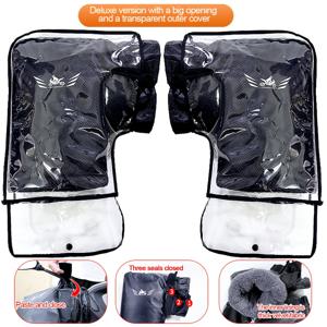 TEMU 겨울 및 전동 스쿠터 핸들 그립용 패턴 블랙 패브릭 장갑 2개입, 스쿠터 및 삼륜차용 겨울 사용에 적합|자전거|전기자전거