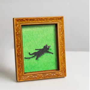 TEMU 1개 귀여운 검은 고양이 냉장고 자석 | 나무 미니 장식 그림, 잔디 위에 편안하게 쉬는 고양이, 집과 사무실 장식, 휴일 선물 및 주방 액세서리에 적합, 뒷면에는 자석이 많음