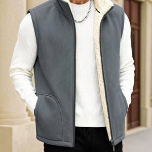 TEMU 피어슨 OBM 남성용 겨울 안감 조끼 - 두꺼운 보온 민소매 스웨터, 가을 겨울용, 아웃도어 레저, 파티, 데일리 웨어, 보온 안감 처리|민소매