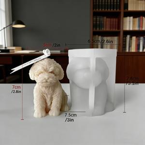 TEMU 1개 스쿼팅 강아지 캔들 몰드, 테디 강아지 향기 핸드메이드 비누 드립 실리콘 몰드, 캔들 만들기 몰드