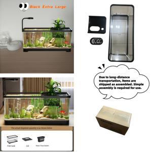 TEMU 1개 업그레이드 소재 신형 데스크탑 수조, 고투명 데스크탑 어항, 거실, 침실, 기숙사, 사무실, 수족관, 레스토랑 등 다양한 장소에 적합. 브라질 거북이, 거북이, 소형 파충류 테라리움용 어항, 탈출 방지 뚜껑이 있는 빌라