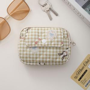 TEMU 코듀로이 휴대용 수납 가방, 귀여운 토끼 동전 지갑, 가벼운 ID 카드 가방, 여행용 립스틱 메이크업 정리함, 우아하고 가벼움, 세탁기 사용 가능, 랜덤 프린팅, 페인트, 데일리 핸드백 정리함