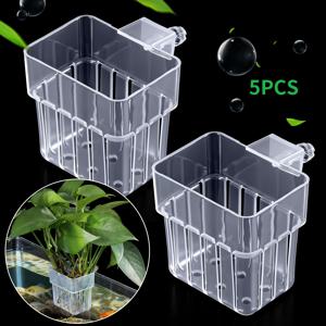 TEMU 수경재배 키트 및 시스템 5개 세트, 투명 상단 매달림 수조 식물 홀더, 후크 및 노브 고정장치가 있는 수조 재배 컵, 수경재배 식물 재배 및 수조 내 수중 조경 장식에 적합