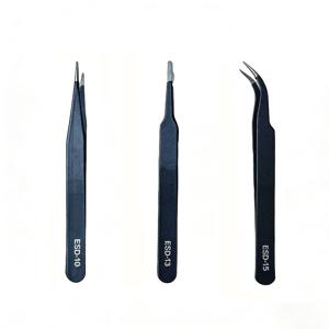 TEMU 방전 방지 스테인리스 스틸 핀셋 3종 세트 - 초정밀 산업용 도구, 홈 수리, 모델 제작, 전자 제품용. 내구성 강화, 부식 방지, 인체공학적 디자인