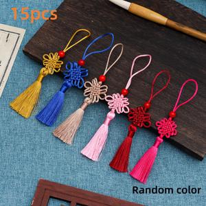 TEMU 중국식 매듭 태슬 15개 - 클래식 핸드메이드 미니 패브릭 태슬, 웨딩 장식, 핸드메이드 펜던트, 새해 선물 및 홈 데코에 적합 - 색상은 랜덤이며 친구 및 가족을 위한 완벽한 선물입니다.