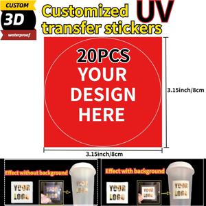 TEMU 20/40개 UV 전사 스티커 | 사진 및 텍스트 맞춤 제작, 병, 컵, 라벨용 DTF 프린트 - 유리, 플라스틱, 금속 호환 | 결혼식, 생일,促進, 브랜딩에 적합 - 일회용, 잔여물 제거 불필요, PVC 재질