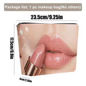 TEMU 1개 초경량 접이식 메이크업 파우치 - 양면 프린트 & 반짝이는 립스틱 홀더 포함, 지퍼 여행용 화장품 파우치 (립스틱, 립글로스, 문구류 수납 가능) - 엄마, 언니, 친구를 위한 선물|립스틱
