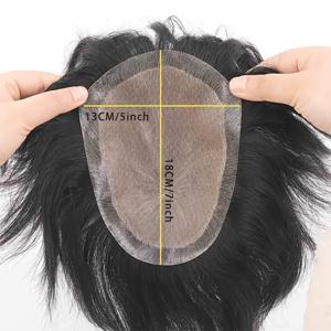 TEMU 남성용 정품 헤어 톱피, 머리 위를 덮는 디자인으로, 단 한 조각의 실제 모발로 헤어 볼륨을 향상시킵니다.