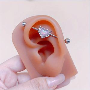 TEMU Y2K 스타일 글리터 하트 피어싱 링 - 스테인리스 스틸, 큐빅 지르코니아 벨리, 귀, 코에 다재다능 - 일상 및 축하에 완벽
