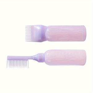 TEMU 2-팩 헤어 다이 도포기 병, 빗 부착 - 리필 가능, 살롱 및 가정용 헤어 염색에 사용하기 쉬운 도구, 일반 모발 유형용 샴푸 디스펜서 - 헤어 다이 및 샴푸 액세서리