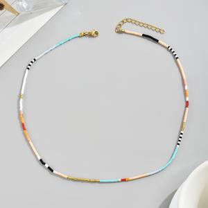 TEMU 1개 초커 목걸이, 섬세한 미니 핸드비즈 칼라본 체인, 스테인리스 스틸 골드톤 랍스터 클라스프 여성 데일리 휴가 파티 액세서리