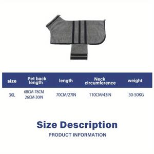 TEMU 3색 두꺼운 강아지 목욕 타월, 반려동물 퀵 드라이 목욕 가운, 뛰어난 흡수력, 외출, 목욕, 수영 및 다양한 견종에 적합, 애완용품, 배터리 없음