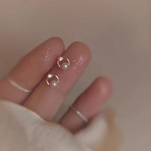 TEMU 1쌍 프렌치 엘레강스 스타일 귀걸이, 합성 지르코니아와 모조 진주 장식, 여성용 홀로우 아웃 라운드 귀걸이, 심플한 디자인, 데일리 및 연회용, 발렌타인데이 선물, 어버이날 선물, 어머니와 딸을 위한 선물|귀걸이