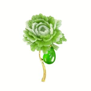 TEMU 우아한 녹색 모란 꽃 브로치 | 고급스럽고 정교하며 패셔너블한 레진 및 아연 합금 핀, 여성용 정장 재킷 및 의류 장식용