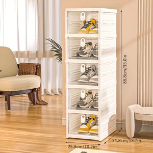 TEMU 투명한 문이 있는 접이식 신발 상자 세트, 먼지 방지 통합 신발 상자, 다층 신발 캐비닛, 침실, 복도, 욕실, 사무실, 거실에서 신발 선반에 적합, 가정용 보관 및 정리용.|거실장