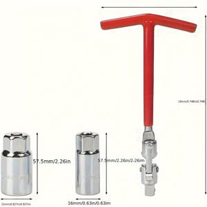 TEMU 범용 스파크 플러그 렌치 세트 - 16/21mm 소켓 T형 핸들, 자동차 및 오토바이용 조절 가능, 내구성이 뛰어난 금속 재질