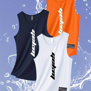 TEMU 여름 남성용 속건성 통기성 민소매 스포츠 조끼 3종 세트, 피트니스 및 러닝 훈련에 적합
